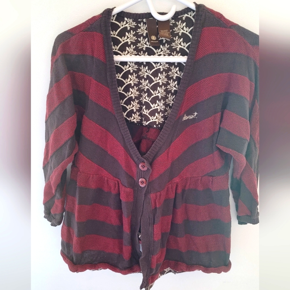 Element Red/Brown stripe Cardigan size M